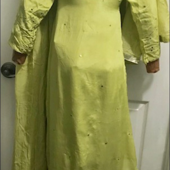 Olive green silk dress - Picture 3 of 3